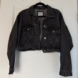 Highway Jeans Washed Black Cropped Denim Jacket